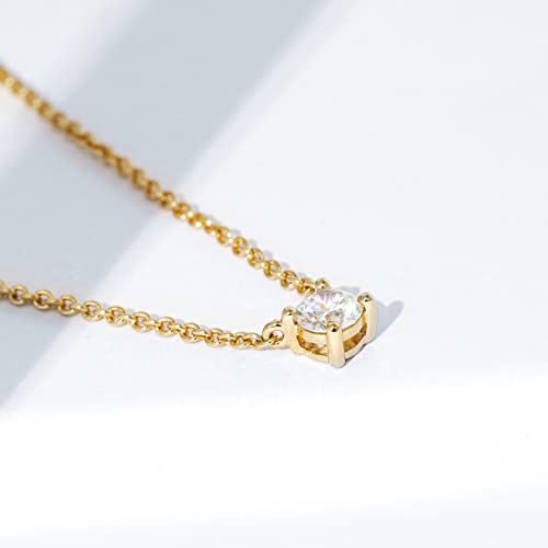 14k Solitaire Pendant Necklace, Yellow Gold