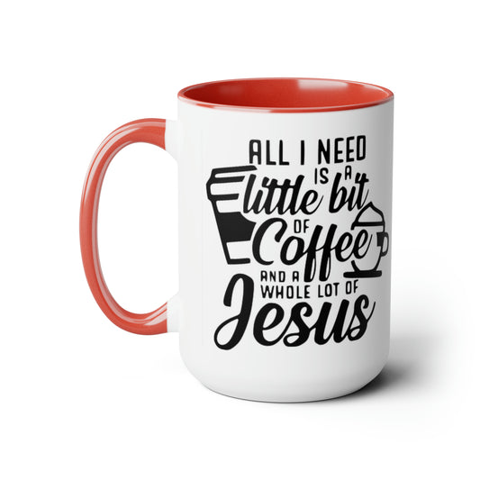 Coffee & Jesus Two-Tone Coffee Mugs, 15oz